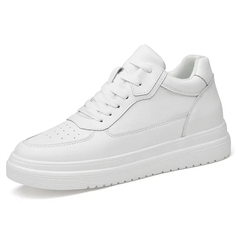 Man Genuine Leather Casual Fashion Sport Platform Shoes Increase Height 4/6/8/10CM Soft Invisible Height Increasing Shoes 36-46